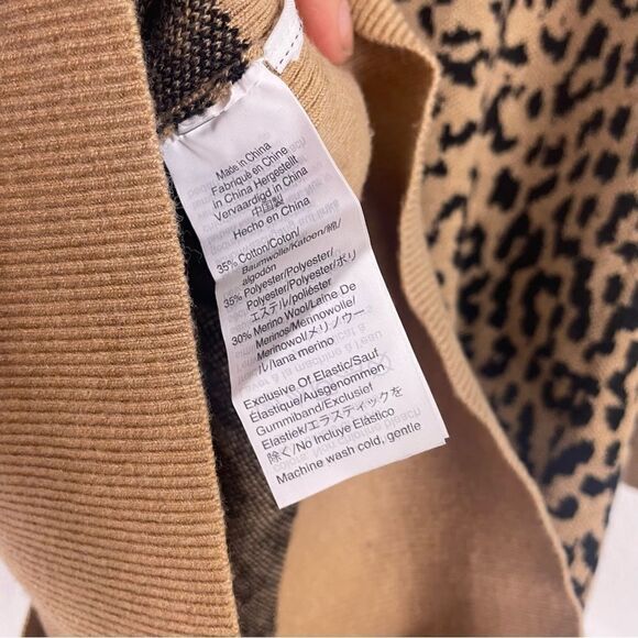 J. Crew Tan & Black Leopard Print V Neck Button Front Cardigan Sweater - Picture 6 of 6